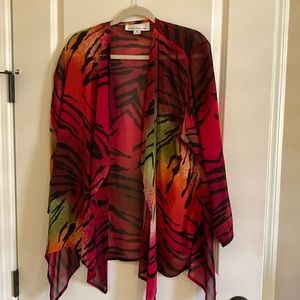 Caroline Rose animal print sheer tunic